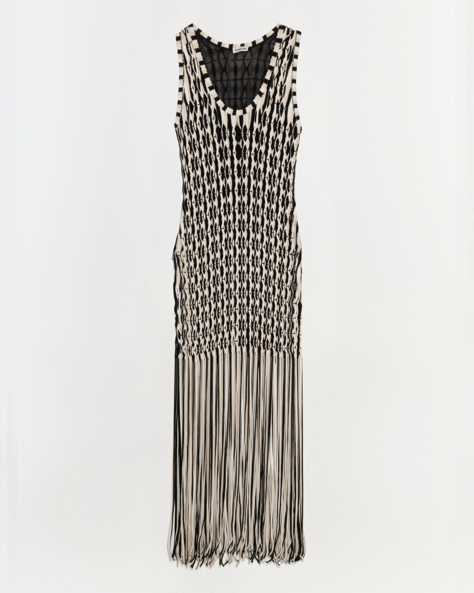 Sand Sonia Fringe Knit Dress