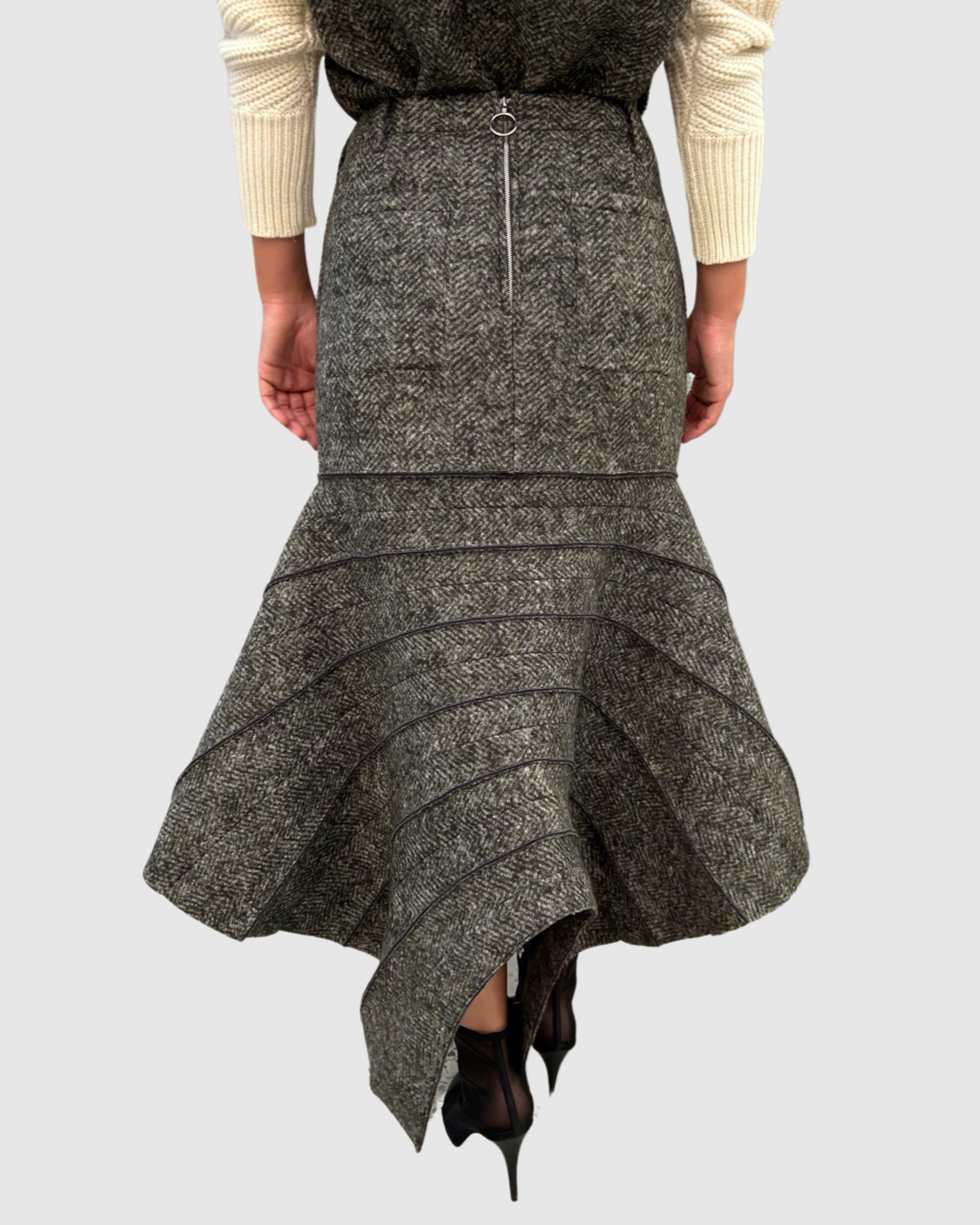 Olive Chevron Skirt