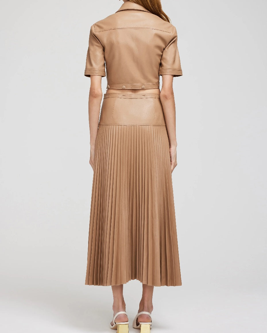Beige Maritza Pleated Dress