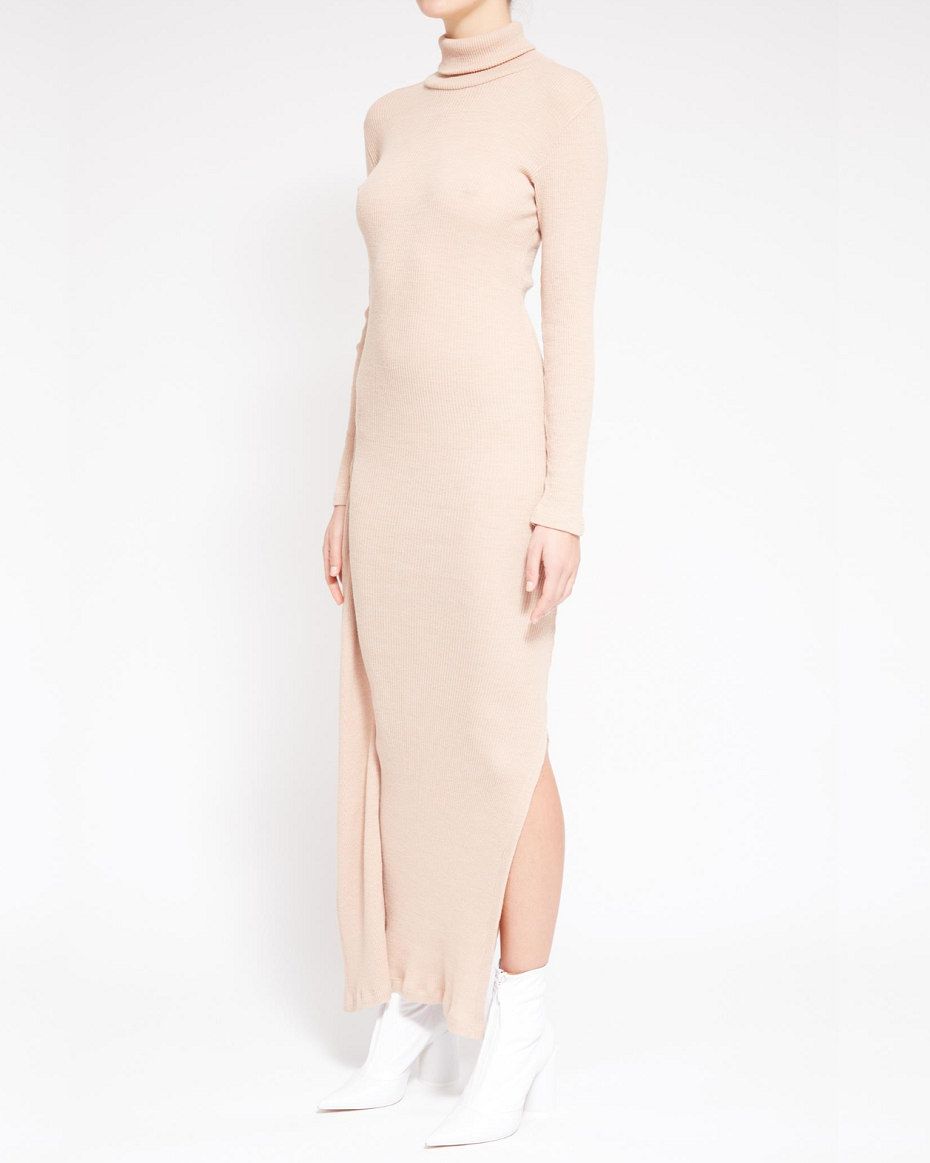 Nude Fitted Midi Dress