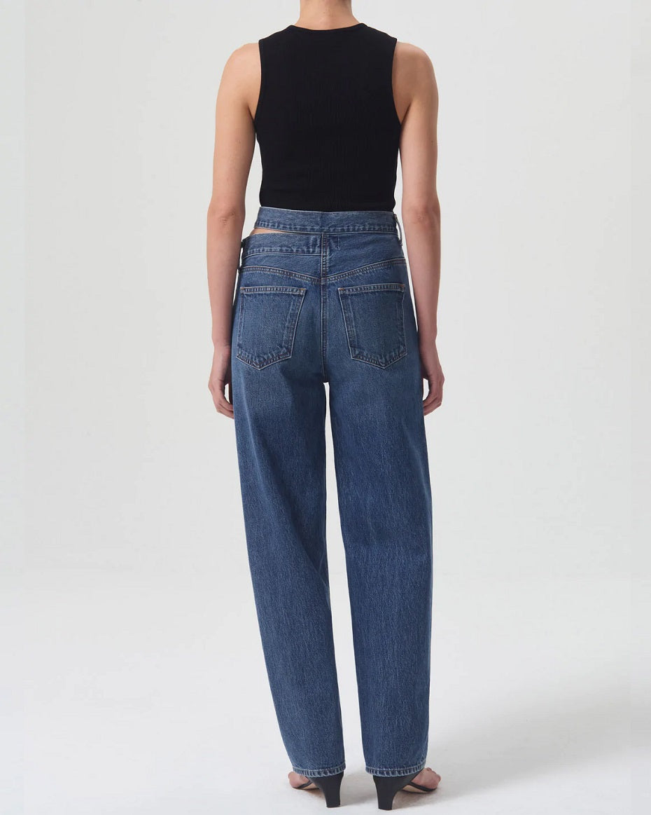 Dark Blue Broken Waistband Jean