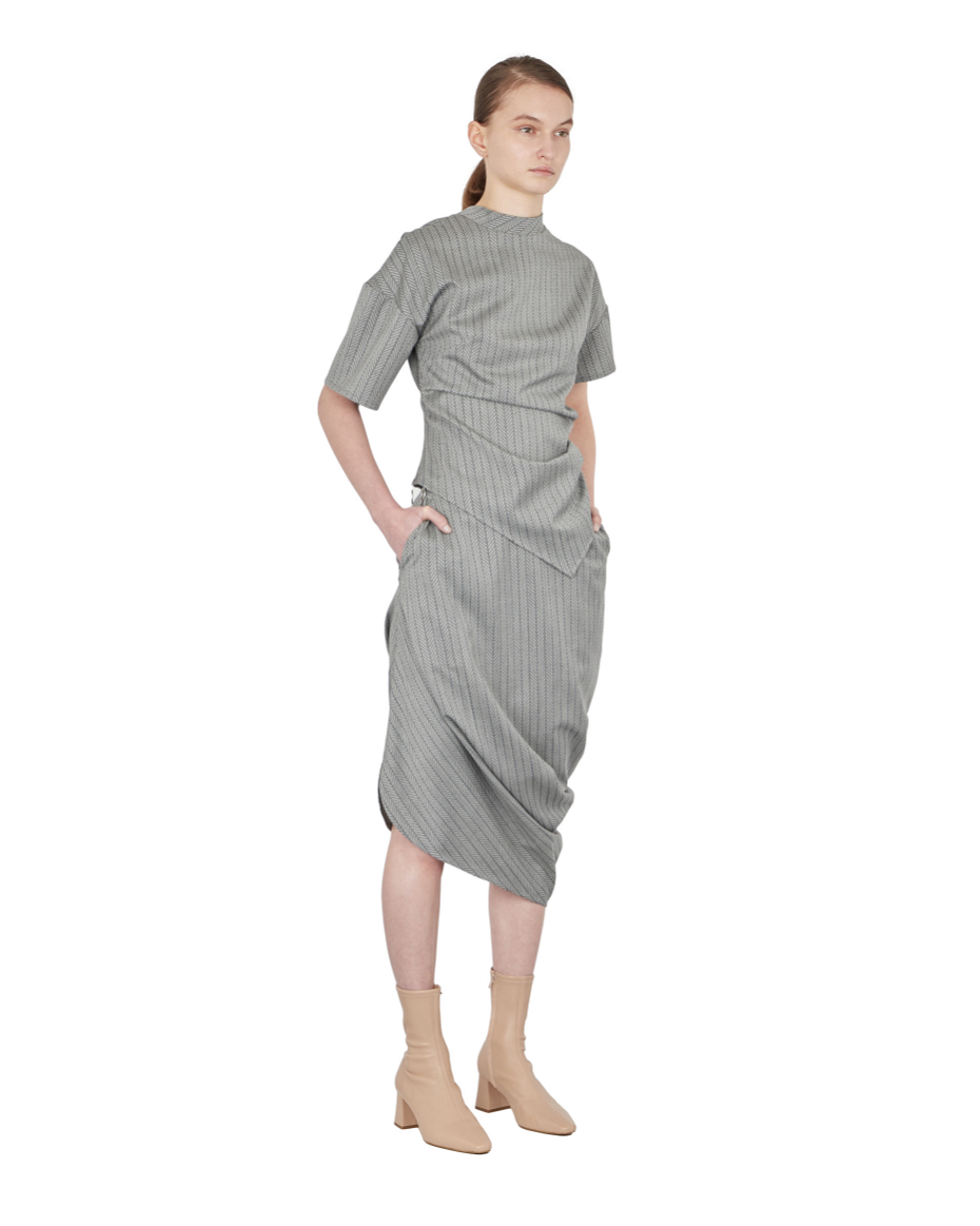 Grey Chevrons Asymmetric Top