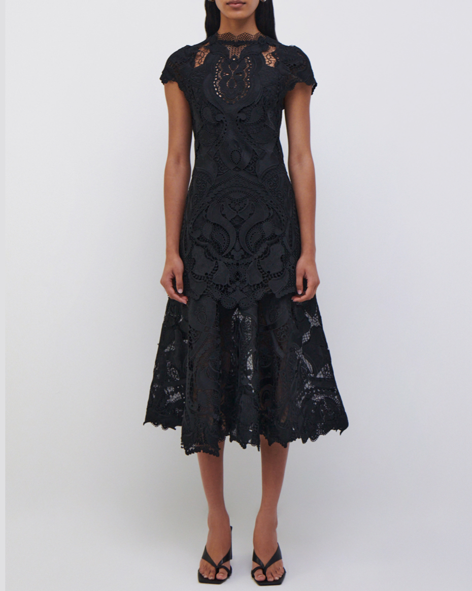 Jonathan Simkhai Black Laura Guipure Lace Midi Dress – GRAIN