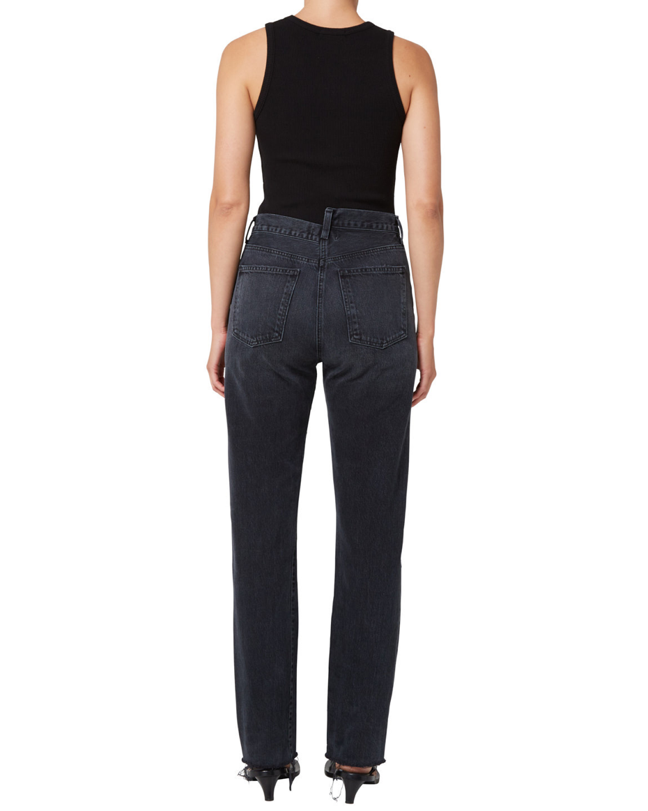 Black Criss Cross Straight Jeans