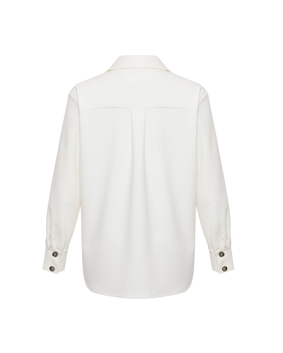 White Pocket Embroidery Shirt