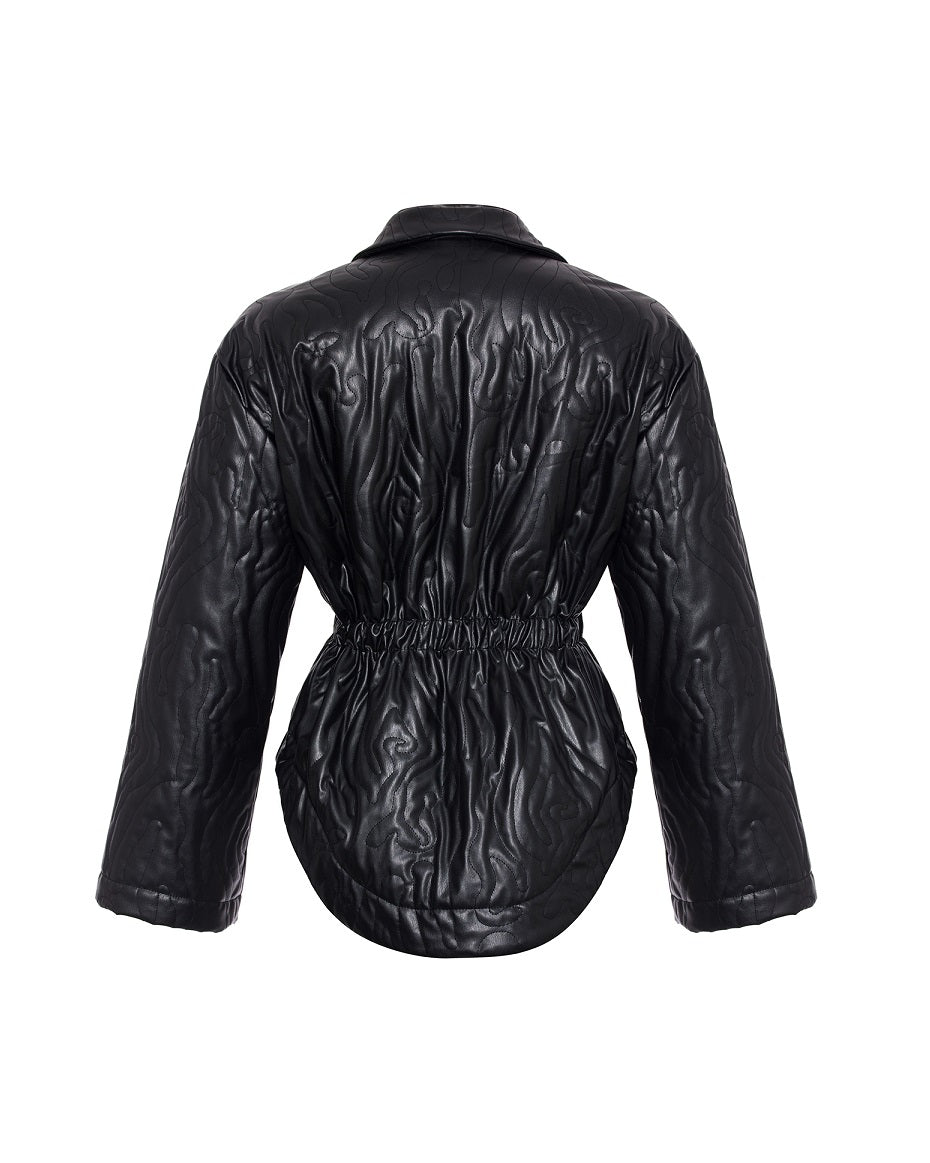 Black Quilted Vegan Leather Jacket