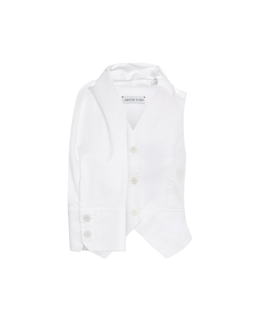 White Sash Collar Vest