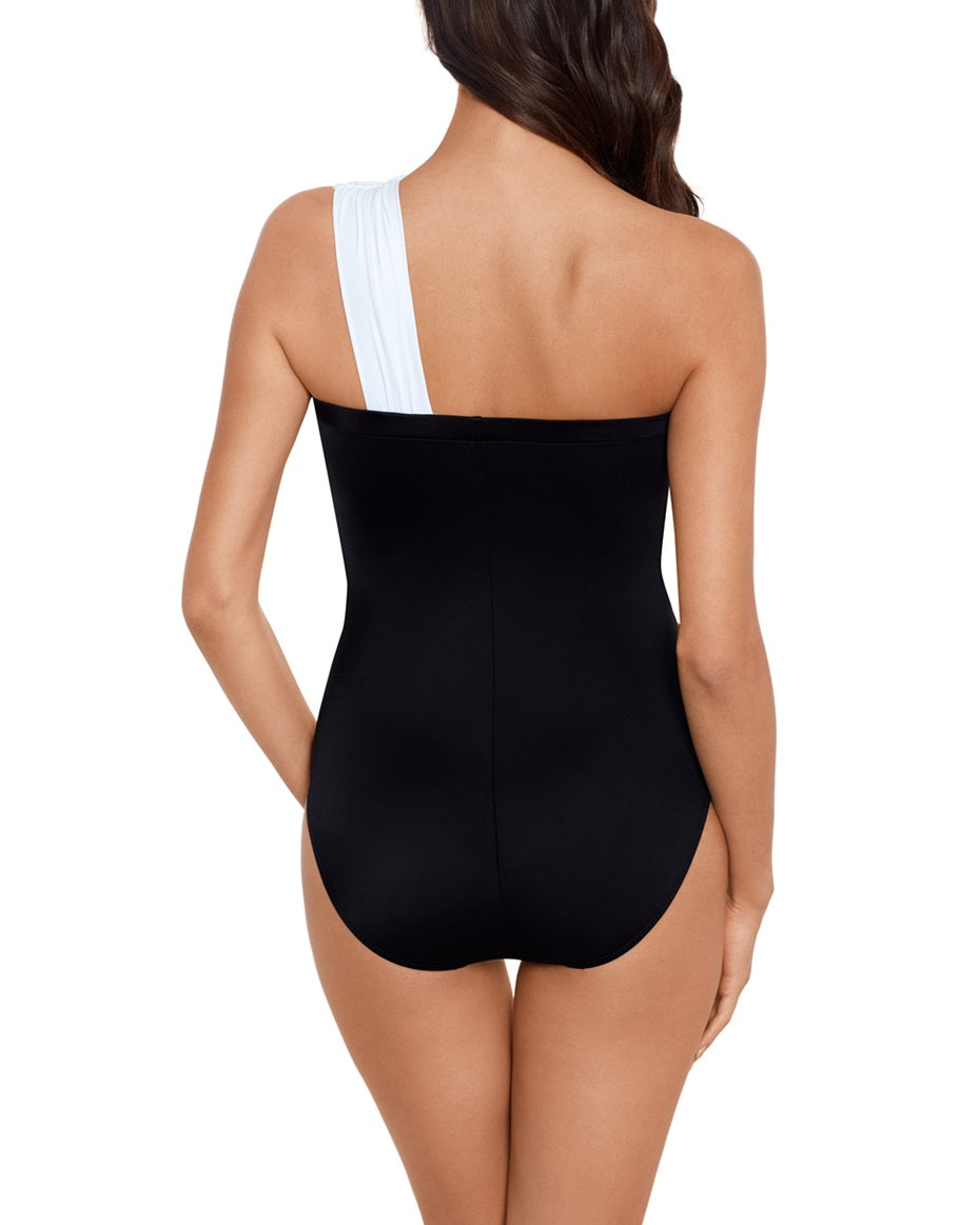 White and Black Colorblock Swimsuit