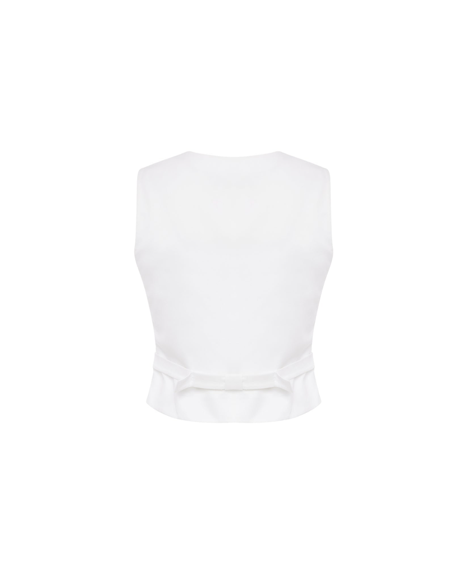 White Sash Collar Vest