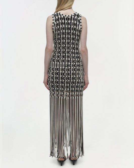 Sand Sonia Fringe Knit Dress