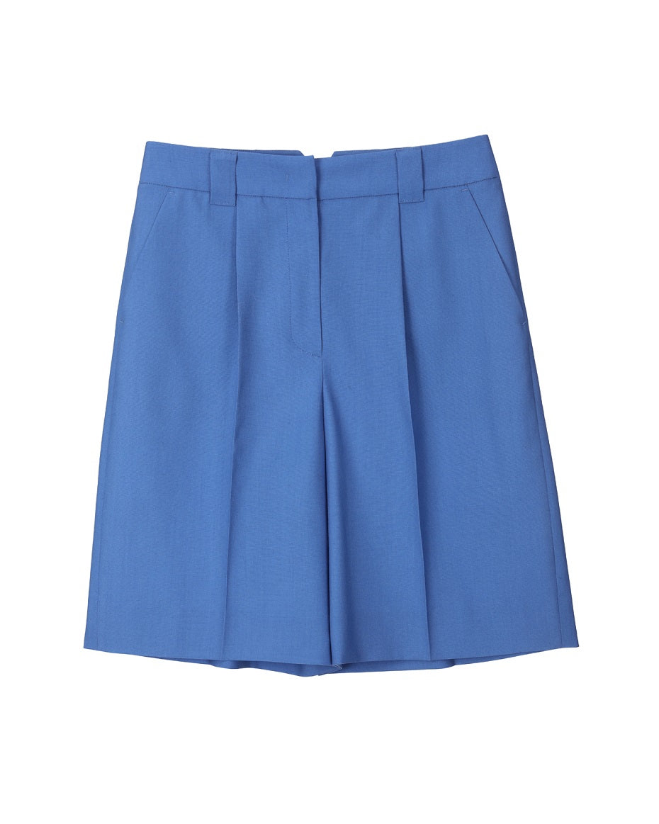 Blue Tailored Bermuda Pants