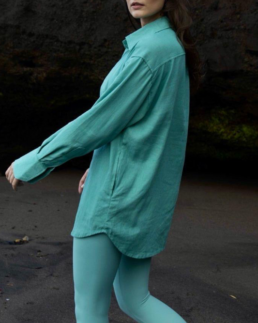 Turquoise Linen Shirt