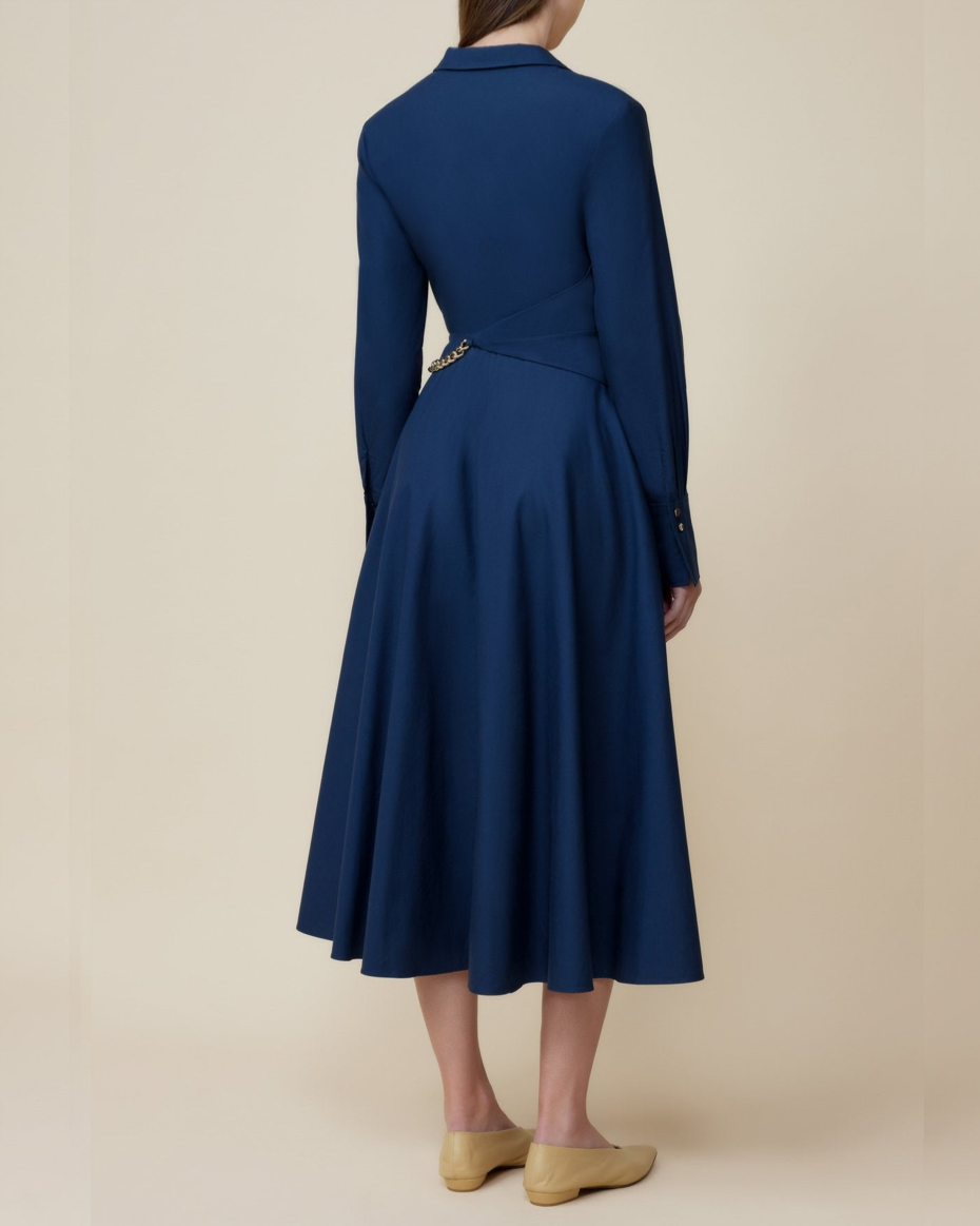 Navy Blue Kirtling Midi Dress