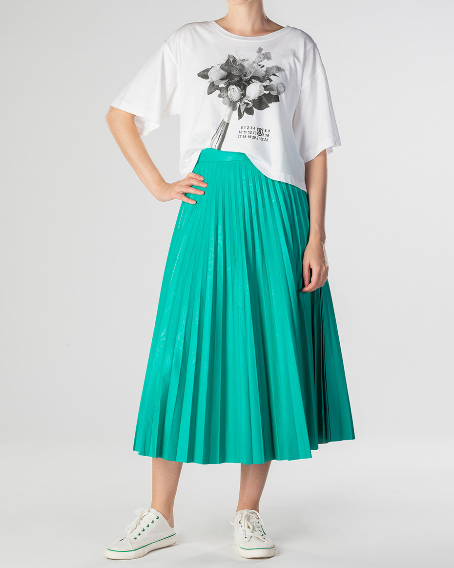 Turquoise Pleated Skirt