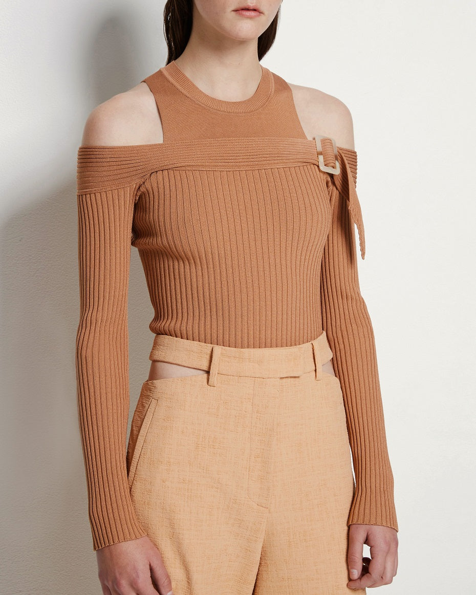 Camel Mandy Cut Out Pullover
