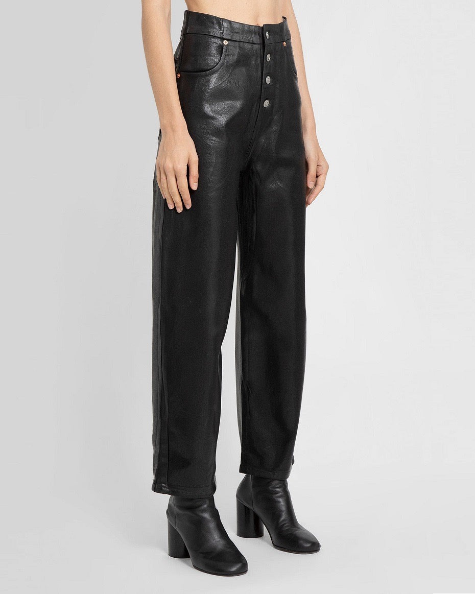 Black Faux Leather Cropped Pants
