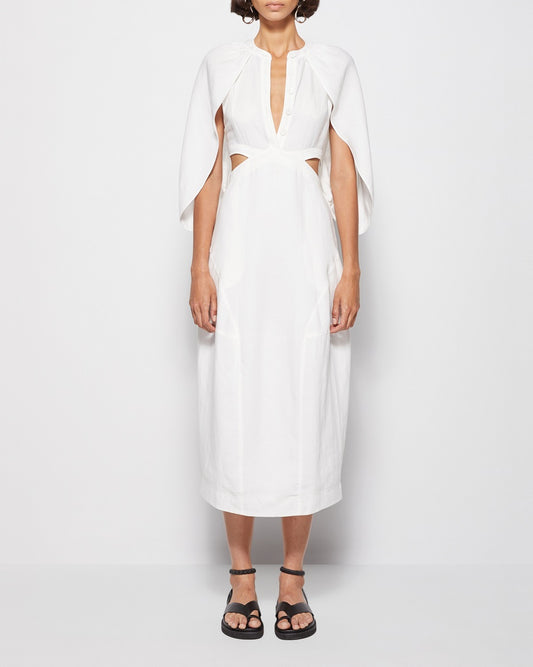 White Inara Linen Cap Sleeve Dress