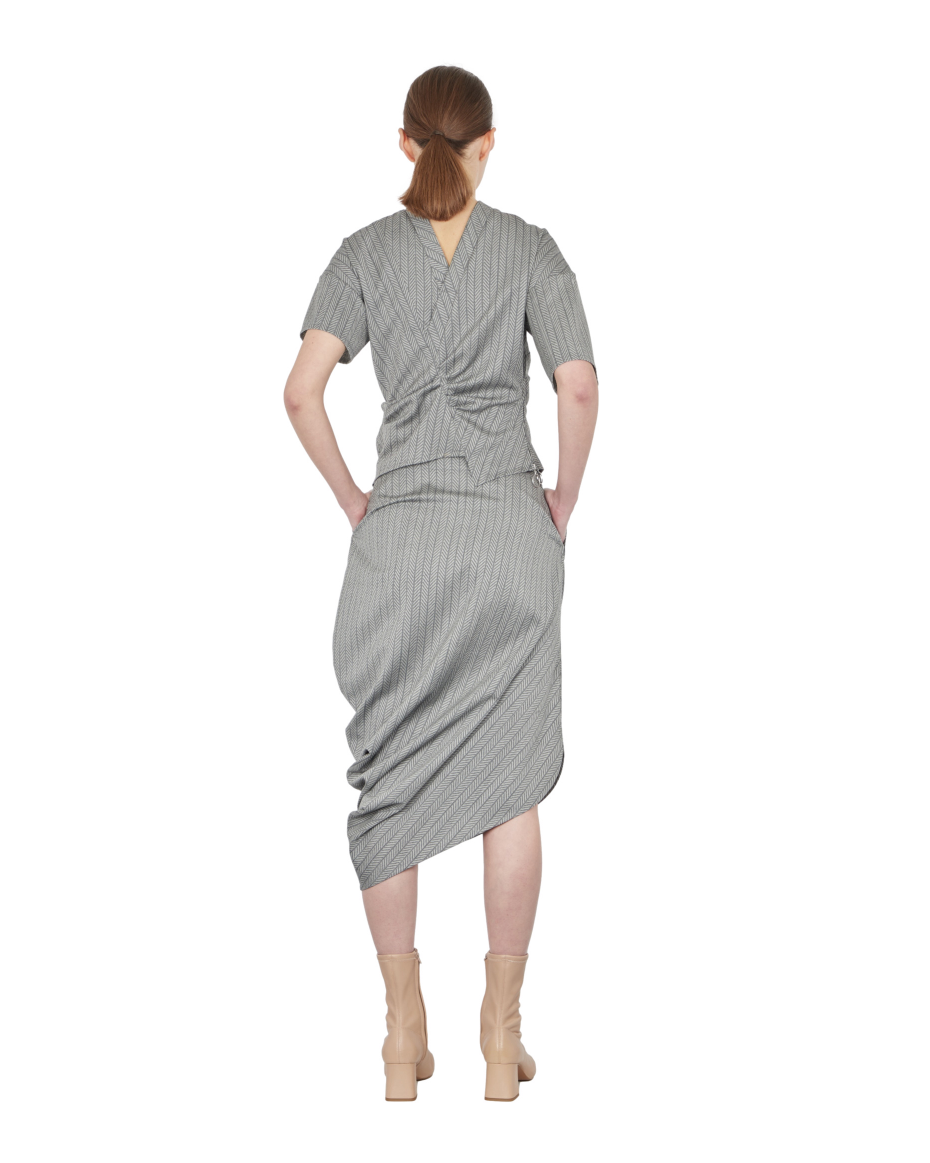 Grey Chevrons Draped Skirt