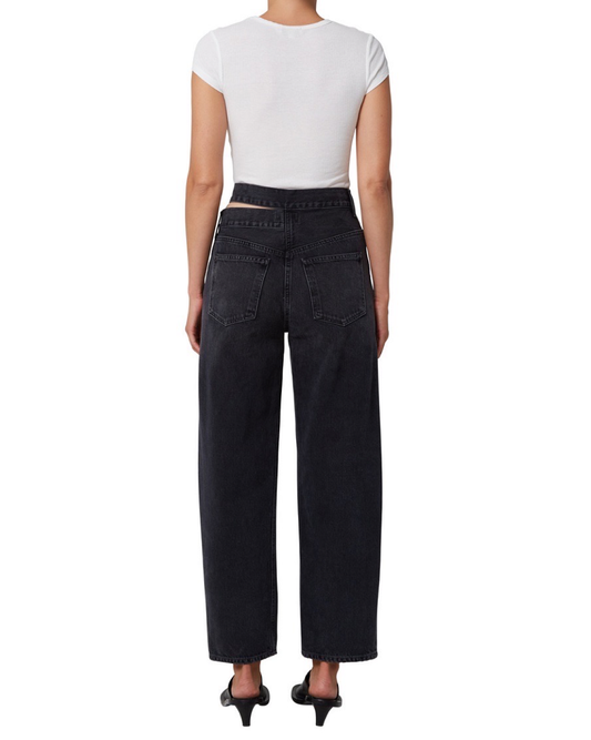 Black Broken Waistband Jean