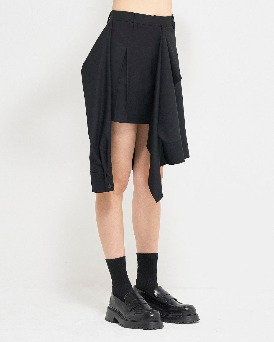 Black Layered Shirt Detail Mini Skirt